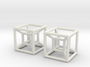 Two Hypercubes in White Natural Versatile Plastic
