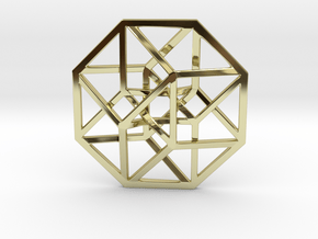 4D Hypercube (Tesseract) small 1.4" in 18K Gold Plated