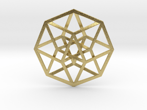 4D Hypercube (Tesseract) 2.5" in Natural Brass