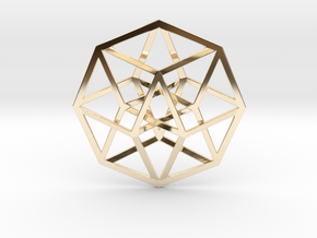 4D Hypercube (Tesseract) 2.5" in 14K Yellow Gold