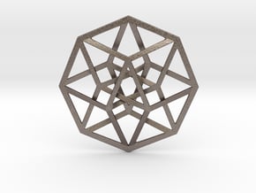 4D Hypercube (Tesseract) 2.5" in Polished Bronzed Silver Steel