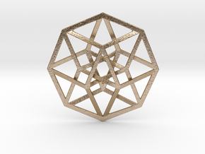 4D Hypercube (Tesseract) 2.5" in Polished Gold Steel