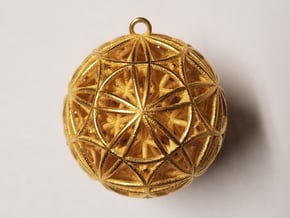 Stellated Rhombicosidodecahedron 2" Pendant in Polished Gold Steel