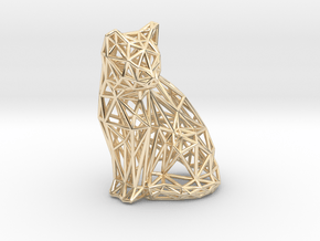 Sitting cat in 14k Gold Plated Brass