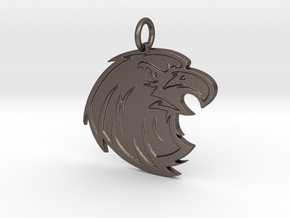 Falcon Mascot Pendant in Polished Bronzed-Silver Steel