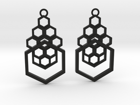 Geometrical earrings no.4 in Black Natural Versatile Plastic: Small