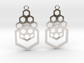 Geometrical earrings no.4 in Rhodium Plated Brass: Small