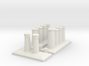 Metcalfe Terrace Houses - Chimney Pots-- OO Scale in White Natural Versatile Plastic