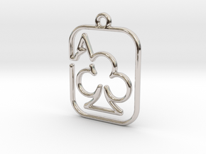 The Ace of Club continuous line pendant in Rhodium Plated Brass