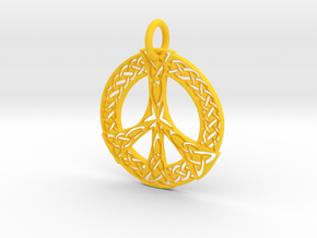 Celtic Peace Pendant in Yellow Processed Versatile Plastic: Extra Small