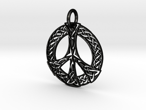 Celtic Peace Pendant in Matte Black Steel: Extra Small