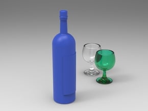 Wine Bottle 1:6 scale in Blue Processed Versatile Plastic
