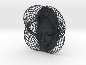 Wire Curve Art + Nefertiti (002b) in Black PA12