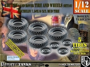 1/12 Land Rover XCL 750x16 Tire and wheels Set101 in White Natural Versatile Plastic