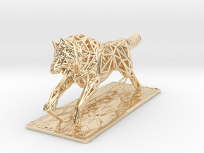 White Wolf in 14k Gold Plated Brass