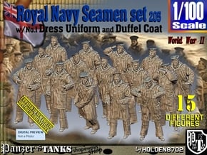 1/100 Royal Navy Seamen DC+No1 Set205 in Tan Fine Detail Plastic