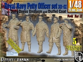 1/48 Royal Navy DC Petty OffIcer Set301-02 in Tan Fine Detail Plastic