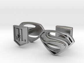 Superman cufflinks in Natural Silver
