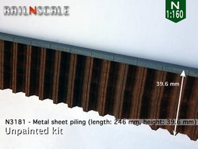 Metal sheet piling w/ covering crossbeam (N 1:160) in White Natural Versatile Plastic