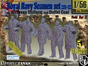1/56 Royal Navy Seamen DC+No1 Set205-02 in Tan Fine Detail Plastic