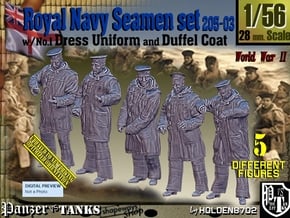 1/56 Royal Navy Seamen DC+No1 Set205-03 in Tan Fine Detail Plastic