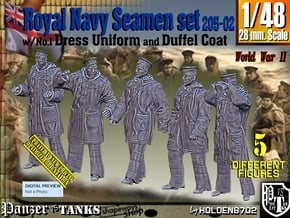1/48 Royal Navy Seamen DC+No1 Set205-02 in Tan Fine Detail Plastic