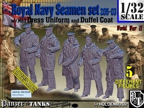 1/32 Royal Navy Seamen DC+No1 Set205-03 in Tan Fine Detail Plastic