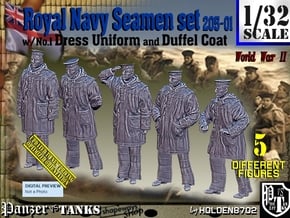 1/32 Royal Navy Seamen DC+No1 Set205-01 in Tan Fine Detail Plastic