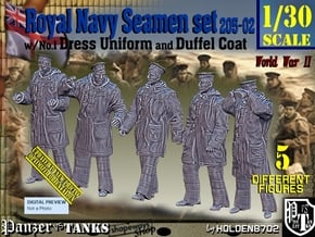 1/30 Royal Navy Seamen DC+No1 Set205-02 in White Natural Versatile Plastic