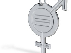 Gender Equality Pendant (V2) in Polished Bronzed-Silver Steel