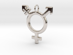 Gender Equality Pendant (V1) in Rhodium Plated Brass