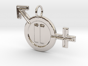 Gender Equality Pendant (V3) in Rhodium Plated Brass