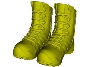 1/18 scale military boots C x 1 pair in Smooth Fine Detail Plastic