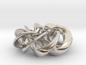 Torus Ribbons - Pendant in Cast Metals in Rhodium Plated Brass