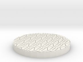 Hex Grate 1" Circular Miniature Base Plate in White Natural Versatile Plastic