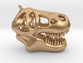 T-Rex Skull Pendant in Natural Bronze