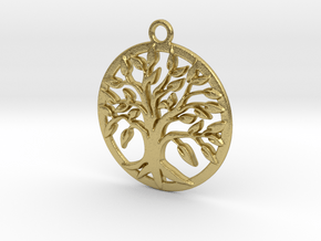 Tree of life and circle intertwined in Natural Brass
