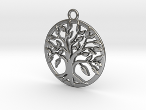 Tree of life and circle intertwined in Natural Silver
