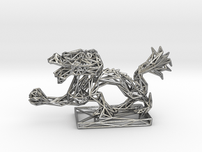Dragon with Icosahedron in Natural Silver