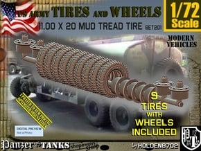 1/72 1100X20 tires+wheels set 201 in Tan Fine Detail Plastic