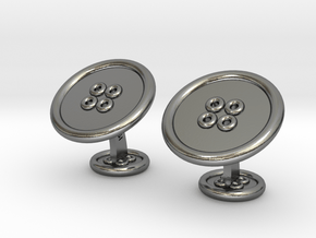 Button Cufflinks in Polished Silver