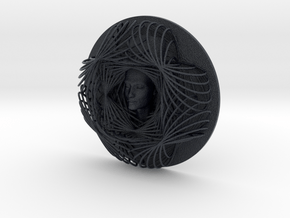 Wire Flower Curve Art + Nefertiti (001ai) in Black PA12