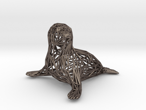 Baby seal in Polished Bronzed-Silver Steel