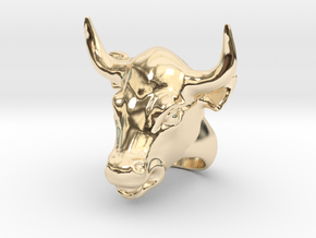 Bull ring in 14k Gold Plated Brass