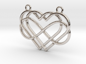 2 hearts & Infinite symbol intertwined in Rhodium Plated Brass