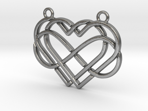 2 hearts & Infinite symbol intertwined in Natural Silver