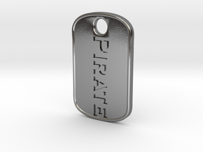 Pirate military tag [pendant] in Polished Silver