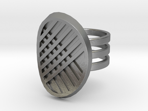 Three Stripe Ring in Natural Silver: 4 / 46.5