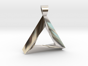 Twisted impossible triangle [pendant] in Rhodium Plated Brass