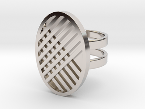 Two Stripe Ring in Rhodium Plated Brass: 4 / 46.5